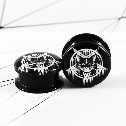 Ear Plugs Gauges Cat Cross 2g-1" Acrylic Internally Threaded Ear Expander for Women Men Body Piercing Jewelry - style: Gauge:00g(10mm)