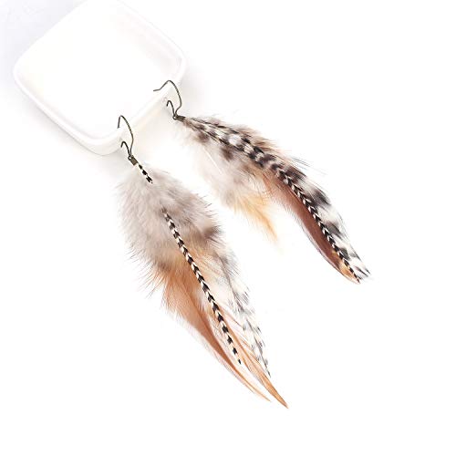 lureme Bohemian Multicolor Pheasant Feathers Dangle Earrings Handmade Natural Feather Earrings (er006314) - style: Style C