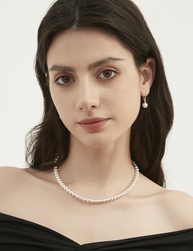 Mameloly Pearl Earrings for Women Leverback Dangle Trendy Simulated Pearl Drop Earrings 14K Gold Plated Sterling Silver 925 Cute Jewery for Women - color: 14K Gold Plated