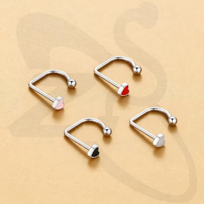 ZS 4Pcs Stainless Steel Heart Lip Rings Hoops Piercing, 16G C-shape U-shape Lip Rings, Internally Threaded Cartilage Helix Daith Earrings Jewelry for Women Men - color: U-shape Lip Rings, size: diameter:8mm