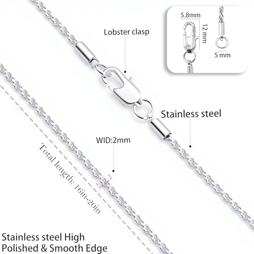 Womens Stainless Steel 18K Gold Plated Chain Necklace Jewelry Silver link Chain for Women Waterproof Never Tarnish 2/3/4mm 16 18 20 Inches - size: 18 inch, style: Rope Chain