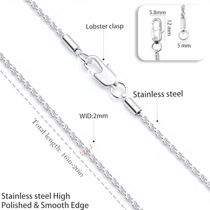 Womens Stainless Steel 18K Gold Plated Chain Necklace Jewelry Silver link Chain for Women Waterproof Never Tarnish 2/3/4mm 16 18 20 Inches - size: 20 inch, style: Rope Chain