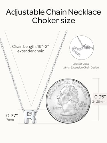 ChicSilver 925 Sterling Silver Initial Necklace for Women Dainty Letter Jewelry Personalized Gift - style: 18.R