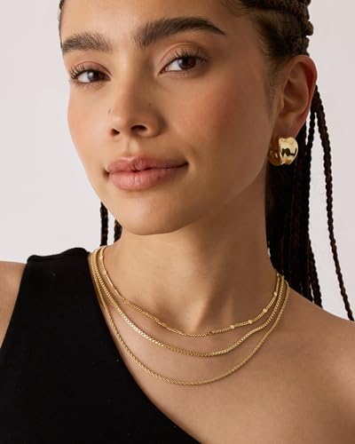 PAVOI 14K Gold Plated Dainty Layering Necklaces for Women | Snake Chain, Curb Link, Paperclip Layered Chains | Trendy Layering Necklace - style: Layered