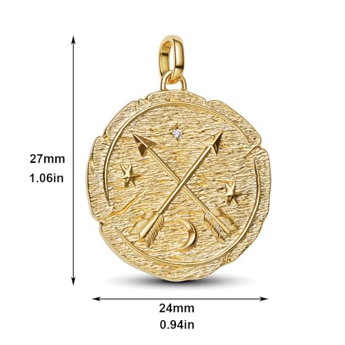 925 Sterling Silver Dangle Charm Fit Women Bracelet And Necklaces Jewelry | Medallion Pendants Beads Jewelry Charms for Women Fashion Gift Family Friends Mother's Day - color: Crossing Arrows Oversized Medallion Charm 1192