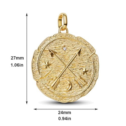 925 Sterling Silver Dangle Charm Fit Women Bracelet And Necklaces Jewelry | Medallion Pendants Beads Jewelry Charms for Women Fashion Gift Family Friends Mother's Day - color: Crossing Arrows Oversized Medallion Charm 1192