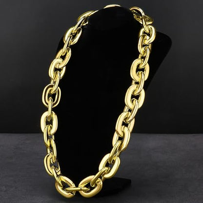Passed colorfast test 39-inch Large Plastic Chain Necklace with Gift Box | 2/4 Pack with Gift Box,Gold Plastic Chain,Hip Hop Rapper Style, Fade Resistant,Detachable,for Parties, Awards,Prizes, Unisex - color: Gold-4pcs