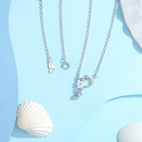 VIKI LYNN Initial Necklace for Women 925 Sterling Silver Initial A to Z Letter Pendant Necklace with Blue Flower Cubic Zirconia Birthday Engagement Gift for Women,Mom, Couple - style: Letter P