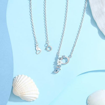 VIKI LYNN Initial Necklace for Women 925 Sterling Silver Initial A to Z Letter Pendant Necklace with Blue Flower Cubic Zirconia Birthday Engagement Gift for Women,Mom, Couple - style: Letter P