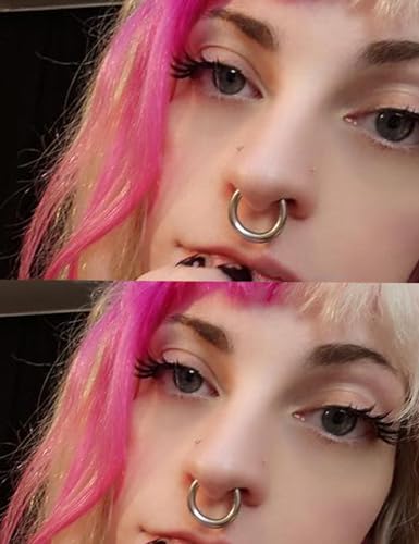 20G-2G Surgical Steel Hinged Clicker Septum Nose Rings Gauges Earrings Seamless Hoops Eyebrow Lip Ring Cliker Helix Tragus Daith Rook Earrings for Women Men - color: Silver, size: 16G 14G 12G 8G 6G