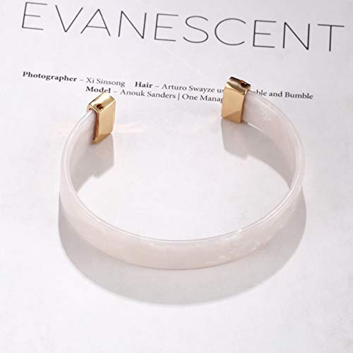 Open Cuff Bracelet Statement Acrylic Resin Lucite Cuff Bracelet Minimalist Tortoise Shell Bangles Bracelet Adjustable Lightweight Bangle - color: White