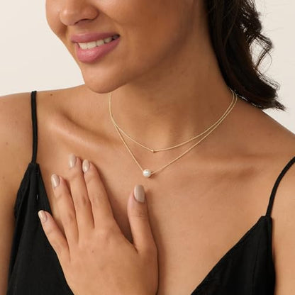 Pearl Necklace for Women- 14K Gold-plated/White Gold-plated Dainty Pearl Necklace for Women - color: Gold layered 316