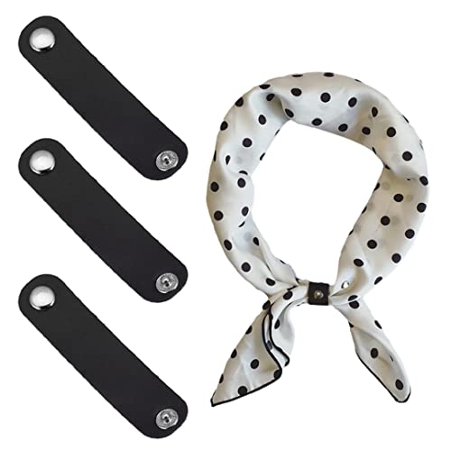 5 Pcs Leather Scarf Clasp Clips Bandana Ring Buckle Multipurpose Luggage Tags Name Label Clothing Accessories - color: Black