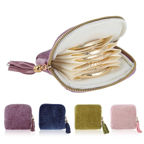 VOCOSTE Travel Jewelry Case, Jewelry Pouch with 6 Layers, Light Purple | Tangle-Free Storage, Soft Padding Prevents Scratches, Compact Size Fit Purses, for Necklace Bracelet Storage, Women Gift Idea - color: Light Purple