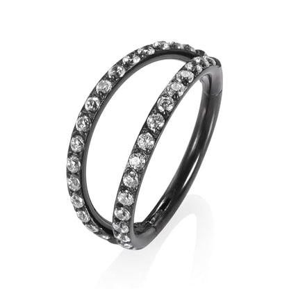 AROWRO Conch Piercing Jewelry Nose Rings Hoops Septum Cartilage Helix Rook | Surgical Steel Gold Silver Cartilage Earrings for Women Tragus Helix Piercing Jewelry 16G 18G 20G With Cubic Zirconia Opal - color: Black-D1 Clear CZ, size: 16G(1.2mm)-6mm