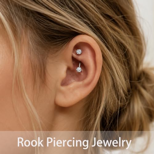 14/16G Eyebrow Piercing Jewelry Set with Tool, Stainless Steel Curved Barbells with Clear Piercing Retainers for Surgery, Ball & Spike Ends, 6/8/10/12mm Eyebrow Rings for Women Men - color: Silver-9pcs-16G