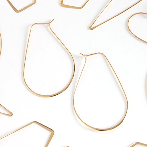 Oval Threader Hoop Earrings for Women - Lightweight Thin Earring Hoops | Plated in 18K Gold or 925 Sterling Silver, Hypoallergenic and Safe for Sensitive Ears - color: 2.3" inch - 18K Gold Plated