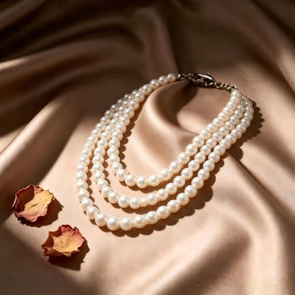 Faux Pearl Necklace for Women Multi Strand Pearl Necklaces Layered Long Pearls Beaded Necklace Wedding Party Costume Jewelry - color: 01Pearl