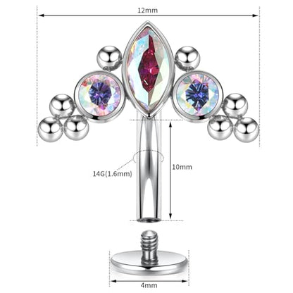 G23 Titanium Belly Jewelry 14G Flat Bottom Floating Belly Button Rings Curved Belly Barbell Navel Ring Belly Piercing 8/10/12/14mm Navel Rings Belly Piercings Jewelry for Women - color: Style6:Silver,AB CZ+Beads