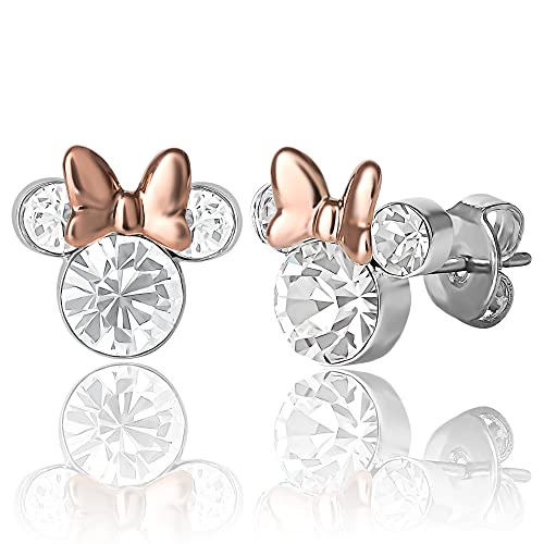 Minnie Mouse Birthstone Stud Earrings Women | Birthstone Earrings for Women - color: April-Two Tone