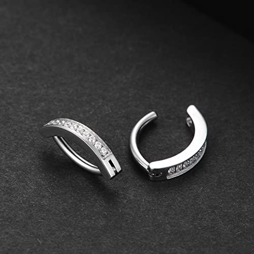 Clicker Belly Button Ring Hoop Belly Button Ring 14G Navel Ring | Surgical stainless steel hinged belly button ring for belly button piercing, navel body jewelry for women and men - color: 4pcs Silver