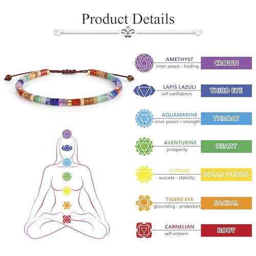 JoycuFF Inspirational Gifts for Women Get Well Soon Thinking of you Gift for Women Healing Natural Stone Bracelets - style: 7 Chakras