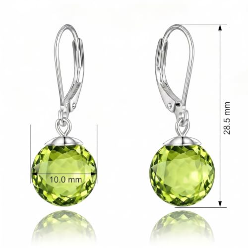 Pearl Leverback Earrings for Women Dangle Round Gemstone Earrings Birthstone Jewelry Gift Anniversary for Her - color: 08 August birthstone