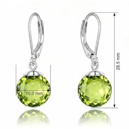 Pearl Leverback Earrings for Women Dangle Round Gemstone Earrings Birthstone Jewelry Gift Anniversary for Her - color: 08 August birthstone