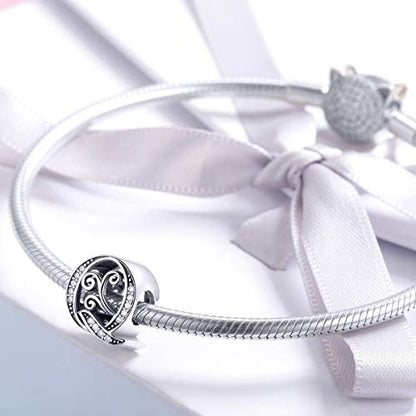 BISAER 925 Sterling Silver Initial Letter A-Z Charms for Bracelets Alphabet Beads Charm Jewelry Gifts - color: Letter Q