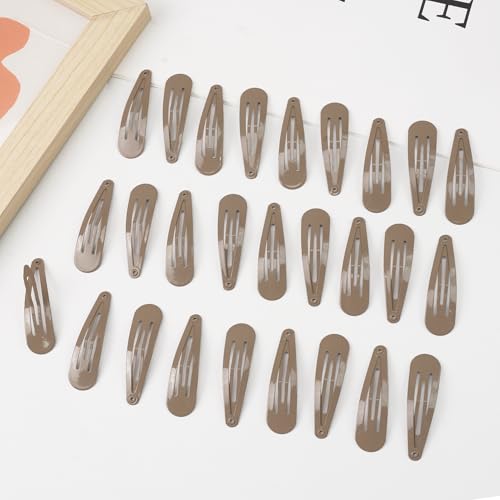 80Pcs Light Brown 2Inches Craft Snap Hair Clips DIY Non-slip Hair Barrettes | 5cm DIY Naked water drop snap hair clips for Women Baby Girls Toddlers Kids Hair Accessories Bulk - color: Light Brown