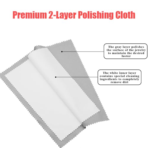 3-Pack Multi-Layer Jewelry Cleaning Cloths 10"x12" Large | Multi-layer cloths，Safe on Gold silver platinum，Restores shine，Removes tarnish，Reusable lint-free