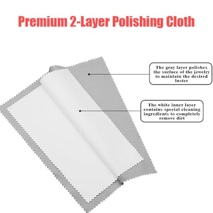 3-Pack Multi-Layer Jewelry Cleaning Cloths 10"x12" Large | Multi-layer cloths，Safe on Gold silver platinum，Restores shine，Removes tarnish，Reusable lint-free