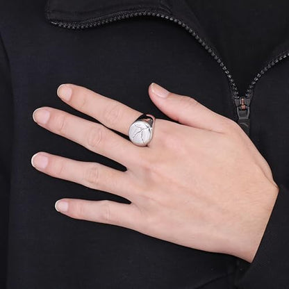 Signet Ring for Men Stainless Steel Classical Statement Band Thumb Ring Size 9-12 - color: B