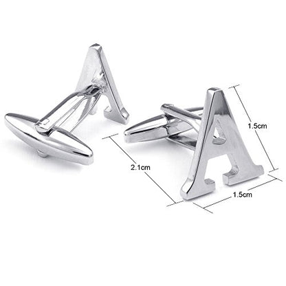 HONEY BEAR Initial Letter Cufflinks for Men Wedding Business | Personalized, Tarnish-Resistant, Steel-Plated Copper Base, Gift Box, for Groomsmen, Father, Husband, Anniversary - style: A Silver
