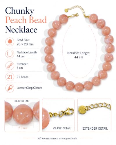 Colorful Chunky Beaded Necklaces for Women Trendy Large Bead Statement Necklace Boho Resin Bead Choker Summer Beach Jewelry Gifts Accessories - color: Peach Nude