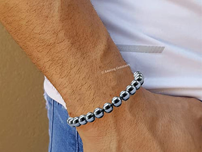 Amazing Gemstone Black Pearl Bracelet for Women Men's Gifts | Protection Healing Crystal Bracelet - 8mm Beaded Stretchable Bracelet Stocking Stuffers Mothers Day Gift - color: Black Pearl