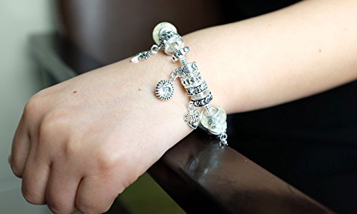 Falari Birthstone Bracelet Multi-Color Charm Beads Silvertone Birthday Gifts for Women - color: 04-April