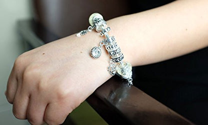 Falari Birthstone Bracelet Multi-Color Charm Beads Silvertone Birthday Gifts for Women - color: 04-April