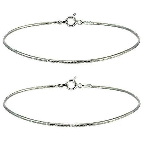 DHRUVS COLLECTION 925 Silver Plain Threaded Snake Pattern Anklet for Women