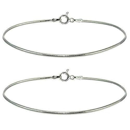 DHRUVS COLLECTION 925 Silver Plain Threaded Snake Pattern Anklet for Women