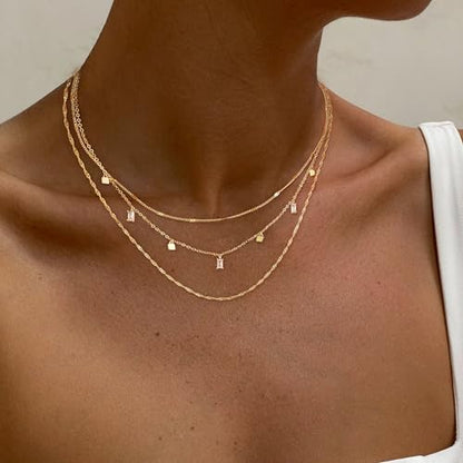 Layered Necklaces For Women,Dainty Gold Plated Necklace Stack Prom Layering Necklaces For Women Trendy Chain Cross Choker Necklace Set Fashion Accessories - color: 3set-2