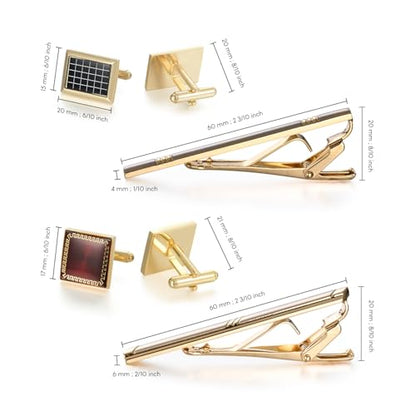 wynameleri Cufflink and Tie Clip Set for Men, 12 PCS Necktie Bars and Cuff Links Formal Business Dress Shirts Buttons Case Packed - color: B0408007