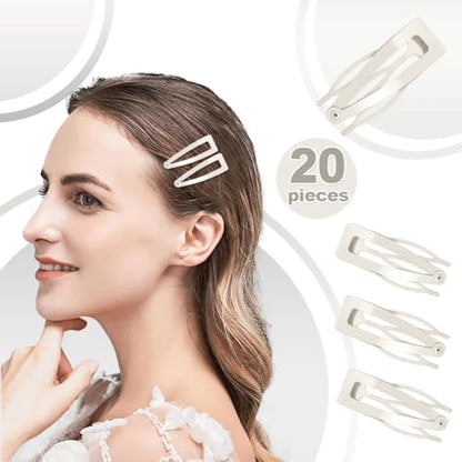 20 Pcs Snap Hair Clips for Women Snap Hair Barrettes Double Grip Hair Clips 3 Prong Clips for Hair Barrettes for Women Girls (Silver) - color: Silver