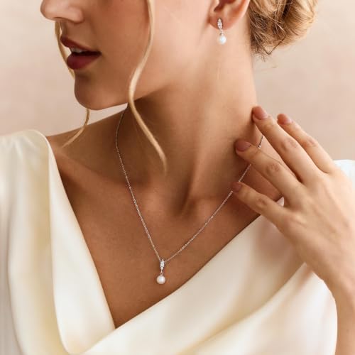 Amicon Pearl Necklaces for Women – 14K Gold Plated Freshwater Pearl Dainty Choker Hypoallergenic Pearl Necklace Wedding Birthday Gift for Women - style: Pearl Pendant-02-SL