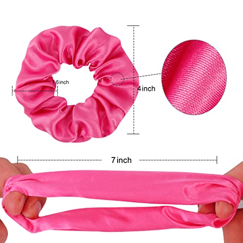 16 Pacs Satin Scrunchies Bridesmaid Proposal Gifts Hair Ties Scrunchies for Women Girls Bachelorette Party Favors(Hot pink) - color: hot pink