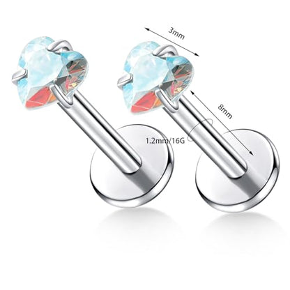 BelezaDosas G23 Titanium Labret Studs Threadless 16G Lip Rook Lobe Tragus Helix Cartilage Push Back Earring Piercing Jewelry - style: 1 piar love ab