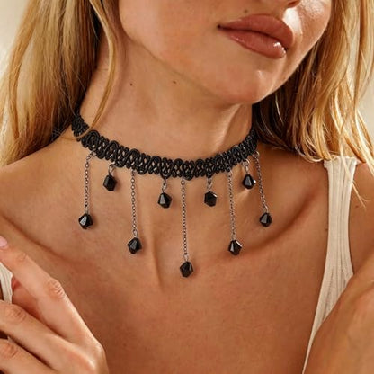 Black Necklaces for Women,Adjustable Layered Collar,Goth Jewelry - color: Pendant