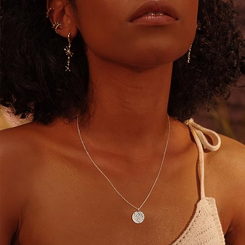 Fettero Pendant Necklace Gold Choker Layered Coin Open Karma Circle Full New Crescent Moon 14K Gold Plated Simple Dainty Necklaces for Women Jewelry Gift - style: Full Moon Sliver
