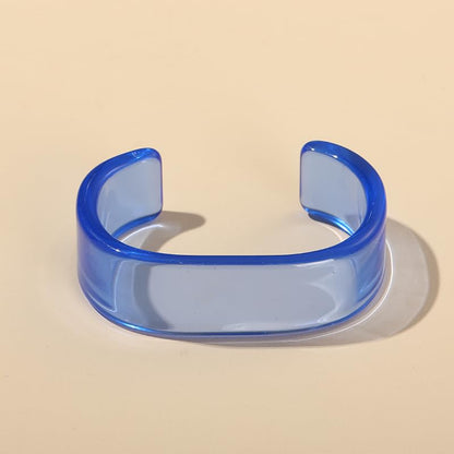 Acrylic Colorful Resin Open Bracelet Geometric Simple Transparent Wide Cuff Bangle for Women Lightweight Colorful Chunky Thick Thin Wide Face Resin Acrylic Cuff Bangle Jewelry - color: Blue
