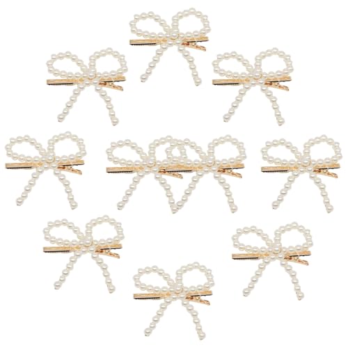 10pcs Pearl Bow Hair Clips，Hair Barrettes Accessories Girls and Women，Faux Pearl Hair Barrette，Decorative Bobby Pin Barrette，Bow Pearls Hairpin，Non-Slip Duckbill Clip，Non-Slip Hairpin Pearls Barrette